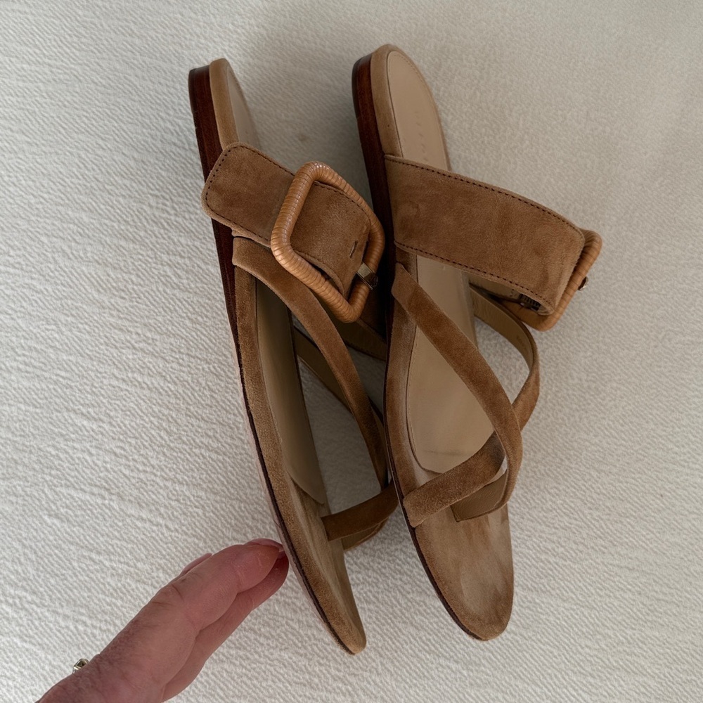 Veronica Beard Salva Raffia Buckle Suede flats - Picture 5 of 7